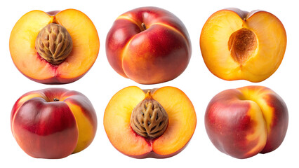 set of peaches on transparent background png