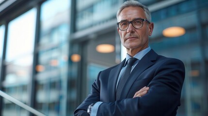 visionary senior executive confident leadership in sleek corporate environment professional portrait