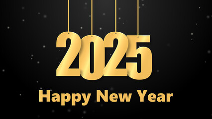 Gold Happy New Year 2025 Animated on Black Background	
