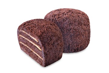 Chocolate cake in the form of ball on a white isolated background