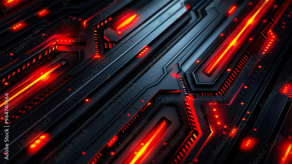 Poster black-red background with bright neon arrows with geometric shapes. abstract background with snowsto