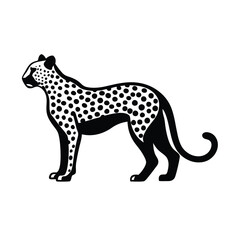 Fototapeta premium Leopard animal silhouette vector illustration, isolated white background. 