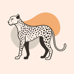 Fototapeta premium Leopard animal silhouette vector illustration, isolated white background. 