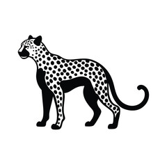 Fototapeta premium Leopard animal silhouette vector illustration, isolated white background. 