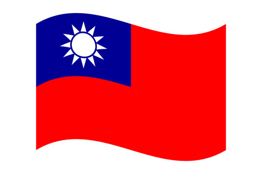 Wavy flag of Taiwan, isolated on a transparent background. Vector illustration