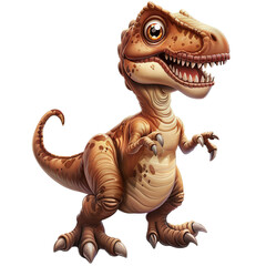 Cute Cartoon Brown Baby T-Rex Dinosaur Character Illustration