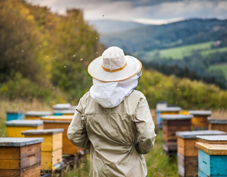 Beekeeper and apiary 