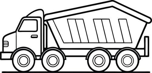  dump truck line art vector  illustration 