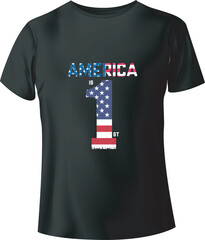 America is 1st Typography T-Shirt Design