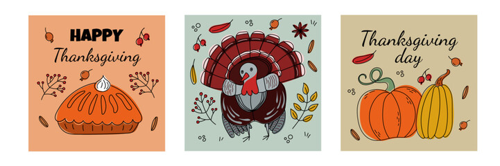 Vibrant and Colorful Illustrations Celebrating the Joyous Thanksgiving Festival Season