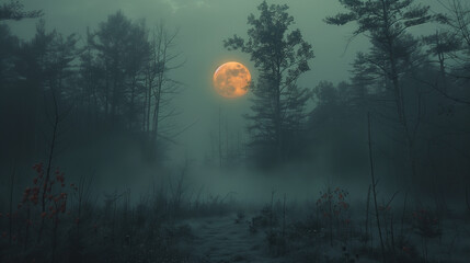 misty morning in the woods