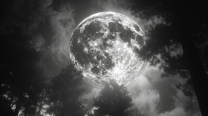 full moon over the clouds