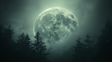full moon over the forest