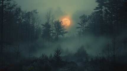 misty morning in the woods