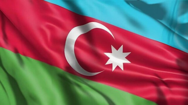 Looping Animation The Flag Of Azerbaijan, Azerbaijan Flag Video, National 3d Azerbaijan Flag Waving Animation, Azerbaijan Flag, Seamless Azerbaijan Flag Animation