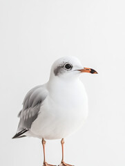 Obraz premium bird seagull animal wildlife nature white gray feathers shorebird beak standing portrait close-up coastal bird marine life avian gull shore peaceful cute