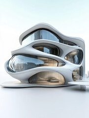 modern architecture futuristic design abstract building organic shapes glass facade architectural marvel creative structure urban design