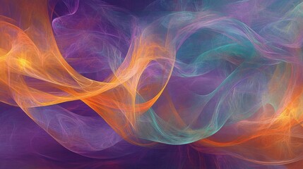 Obraz premium Abstract Swirling Colors in Orange, Teal, and Purple, Abstract Art, Digital Art, Fractal Art