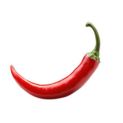Fresh, vibrant red chili pepper ideal for culinary decoration, spicy dishes, and health-related compositions. transparent background