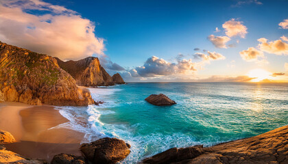 a tropical beach with soft turquoise ocean waves