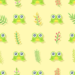 Seamless Pattern Abstract Elements Animal Frog Vector Design Style Background Illustration Texture For Prints Textiles, Clothing, Gift Wrap, Wallpaper, Pastel