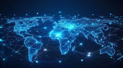 Global Network of Connected Dots, Digital World, Network, Connection