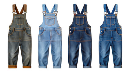 Overalls denim on transparent background.