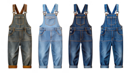 Overalls denim on transparent background.