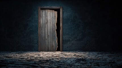 Old Wooden Doorway with Cobblestone Floor
