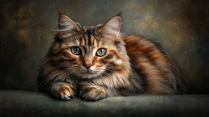 A stunning portrait shows a beautiful cat looking peaceful and elegant.