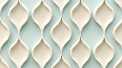 Fototapeta premium Abstract Teardrop Pattern Creamy White Curves Against a Light Blue Background 139 characters