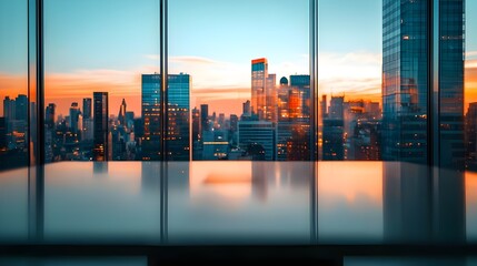 A dynamic stock photo of a modern cityscape table set against the backdrop of a bustling urban environment. 