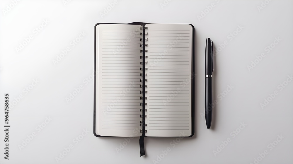 Poster a detailed close-up shot of a small, vertically oriented notebook with a top-opening design, paired 