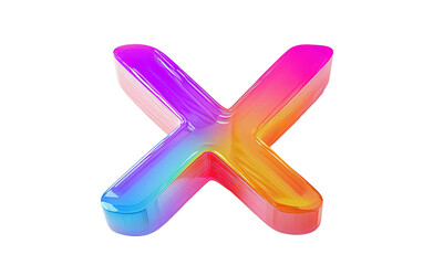X in vibrant color isolated on white or transparent background