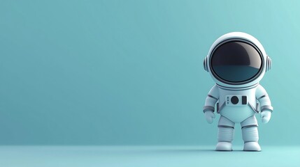 Small Astronaut on Blue Background