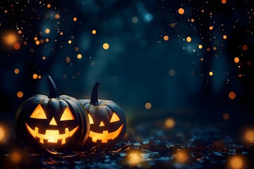 Fototapeta premium Halloween background with pumpkins halloween festival. Generative AI.