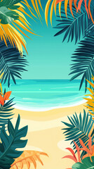Colorful abstract summer background, summer beach poster template