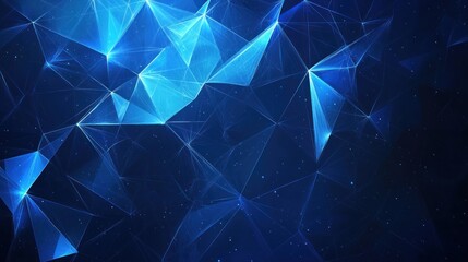 Abstract Blue Geometric Pattern with Glowing Lines and Stars