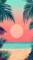 Colorful abstract summer background, beach sunset poster template