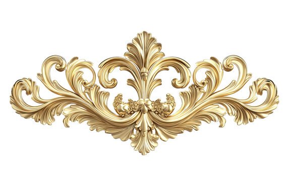 Vintage gold Design baroquite isolated on white or transparent background