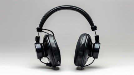 Radio Headset: A headset worn by bailiffs for hands-free communication on their radio isolated on white background