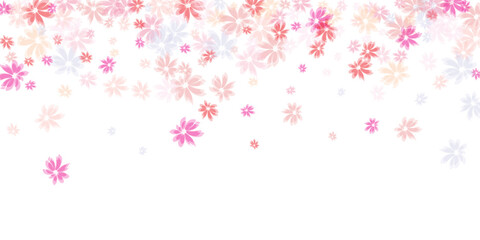 Spring flowers falling vector illustration. Japanese sakura petals spring confetti.