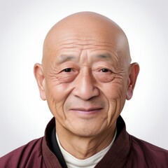 Handsome Elderly Man Portrait on White Background for Face Mapping