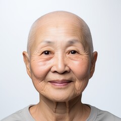Beautiful Elderly Woman Portrait on White Background for Face Mapping