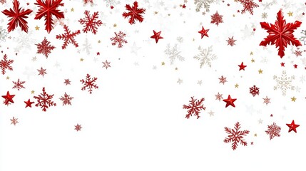 Festive Red and White Snowflakes Background