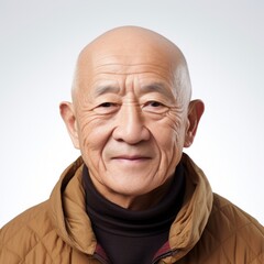 Handsome Elderly Man Portrait on White Background for Face Mapping