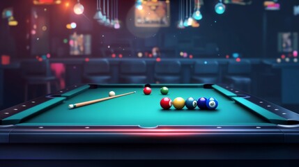 "Pool Table in a Billiard Hall"