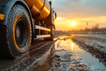 Tanker Truck Transporting Oil from a Drilling Site | Essential Oil and Gas Industry Logistics