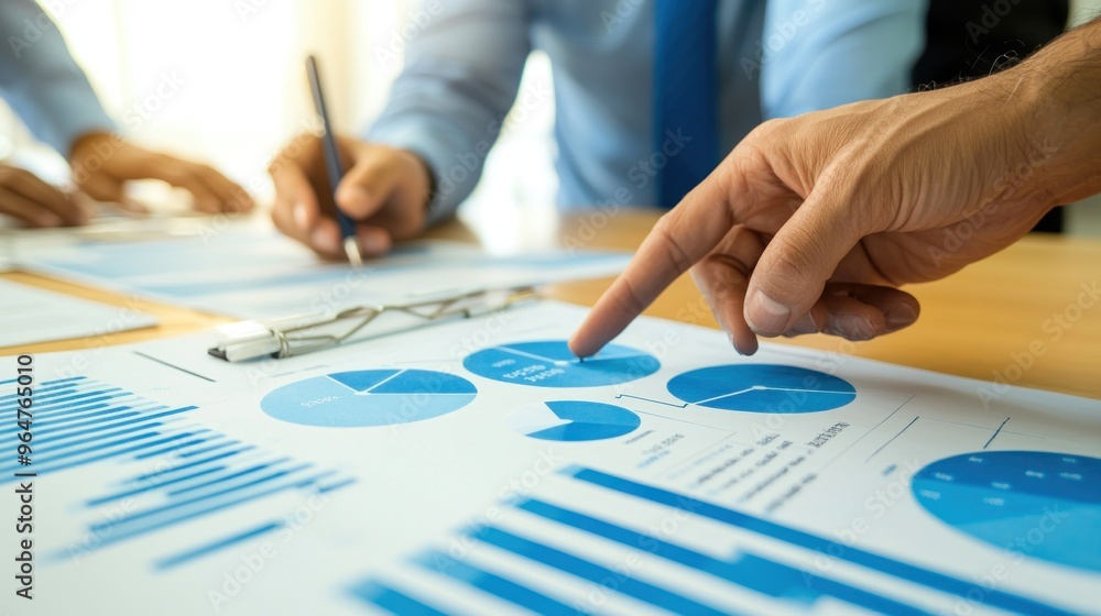 Poster a close-up of a business team working together to discuss work. analyzing with financial data and gr