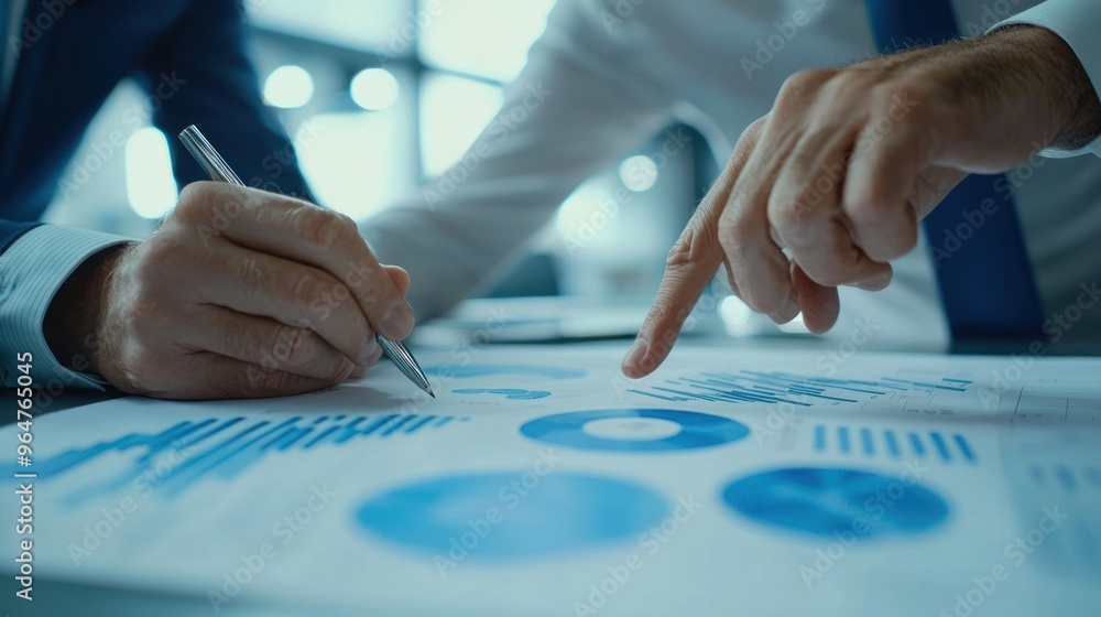 Poster a close-up of a business team working together to discuss work. analyzing with financial data and gr